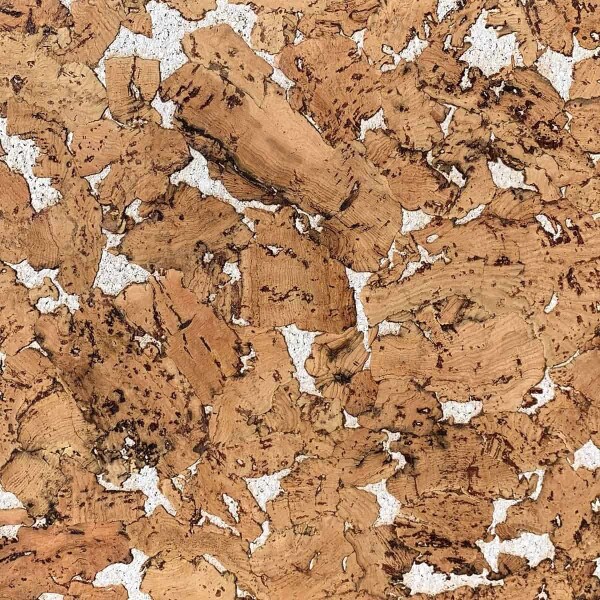 Cork wall & ceiling tiles thick enough for bulletin board use, natural cork over white cork pattern